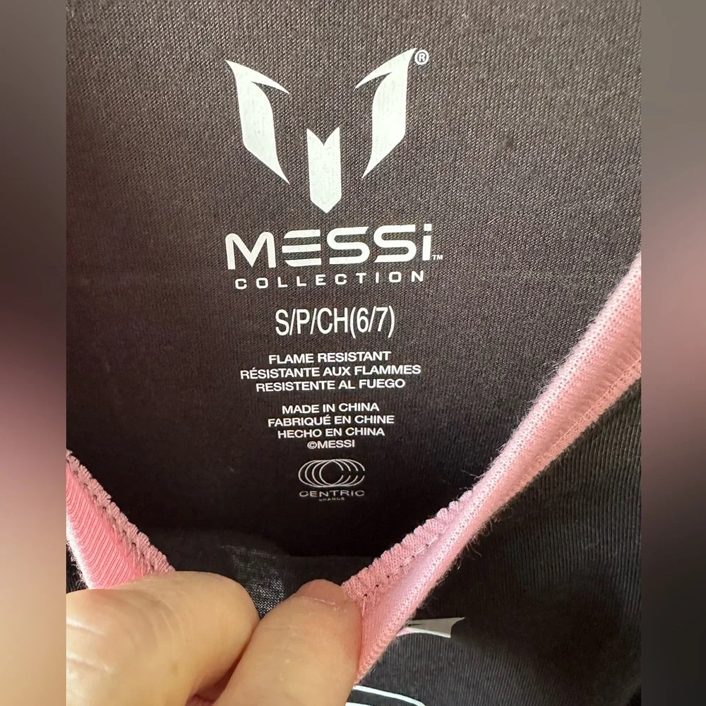⚽🩷 NWT Messi Collection Kids Pajama Set Black Pink Size 6/7 Flame Resistant 💤